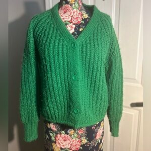 MAJOR Label Group Green Ribbed Cardigan S